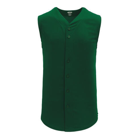 Athletic Knit Full Button Sleeveless Baseball Jersey (BA1812), Color '029 Dark Green'